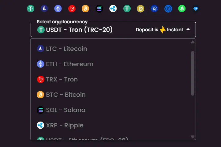 USDT and crypto payment options